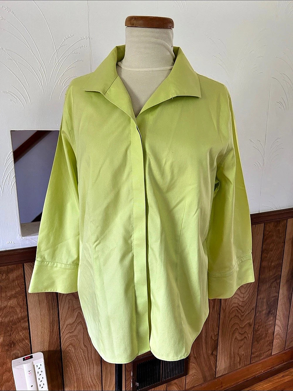 Chico's Bright Green Button Front Shacket Size 2